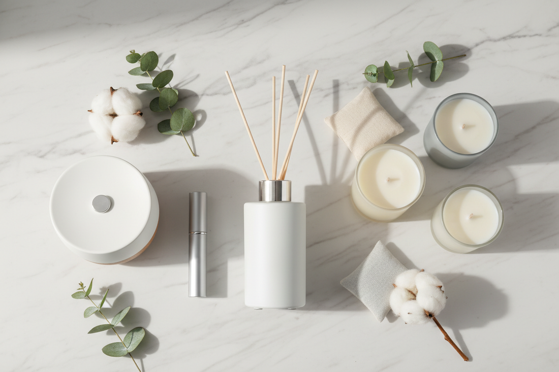 A bottle of essential oil unlocks the sense of ritual in life: the little fragrance joys at home, in the office, and during travel