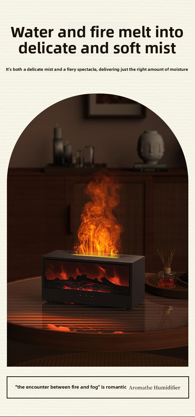 New Retro Fireplace Aromatherapy Machine Colorful Timer Remote Control Simulated 3D Flame Ultrasonic Essential Oil Fragrance Machine