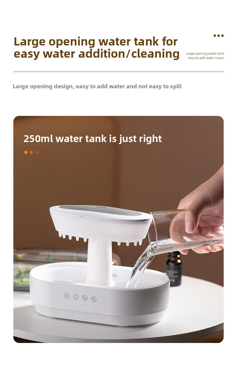 Cross-Border New Micro Landscape Aromatherapy Machine Household Ultrasonic Colorful Gradient Atmosphere Light White Noise Raindrop Fragrance Machine