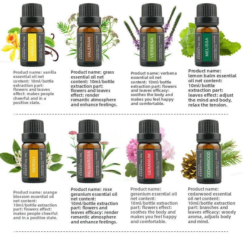 Cross-Border Plant Essential Oil In Stock 10ml Lavender Rose Jasmine Skincare Aromatherapy Massage Oil Essential Oil Sample