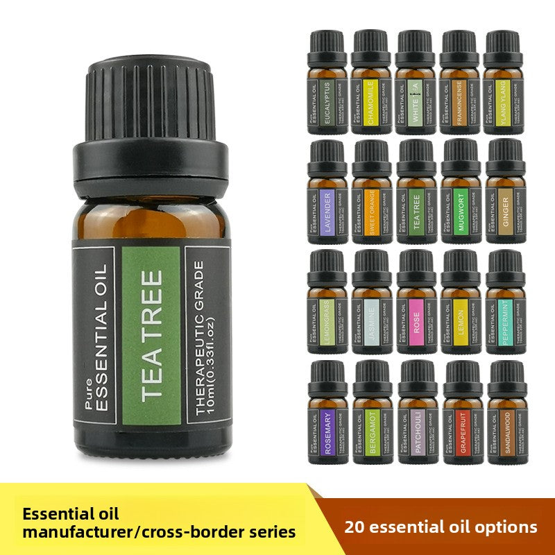 Cross-Border Plant Essential Oil In Stock 10ml Lavender Rose Jasmine Skincare Aromatherapy Massage Oil Essential Oil Sample