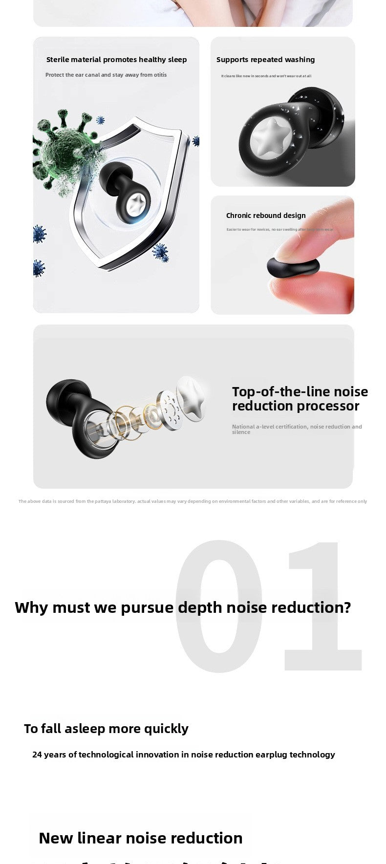 Noise-Cancelling Sleep Earplugs for Sleeping, Super Soundproof, Long-Wear Comfort, Anti-Noise Silicone Earplugs for Small Ear Canals