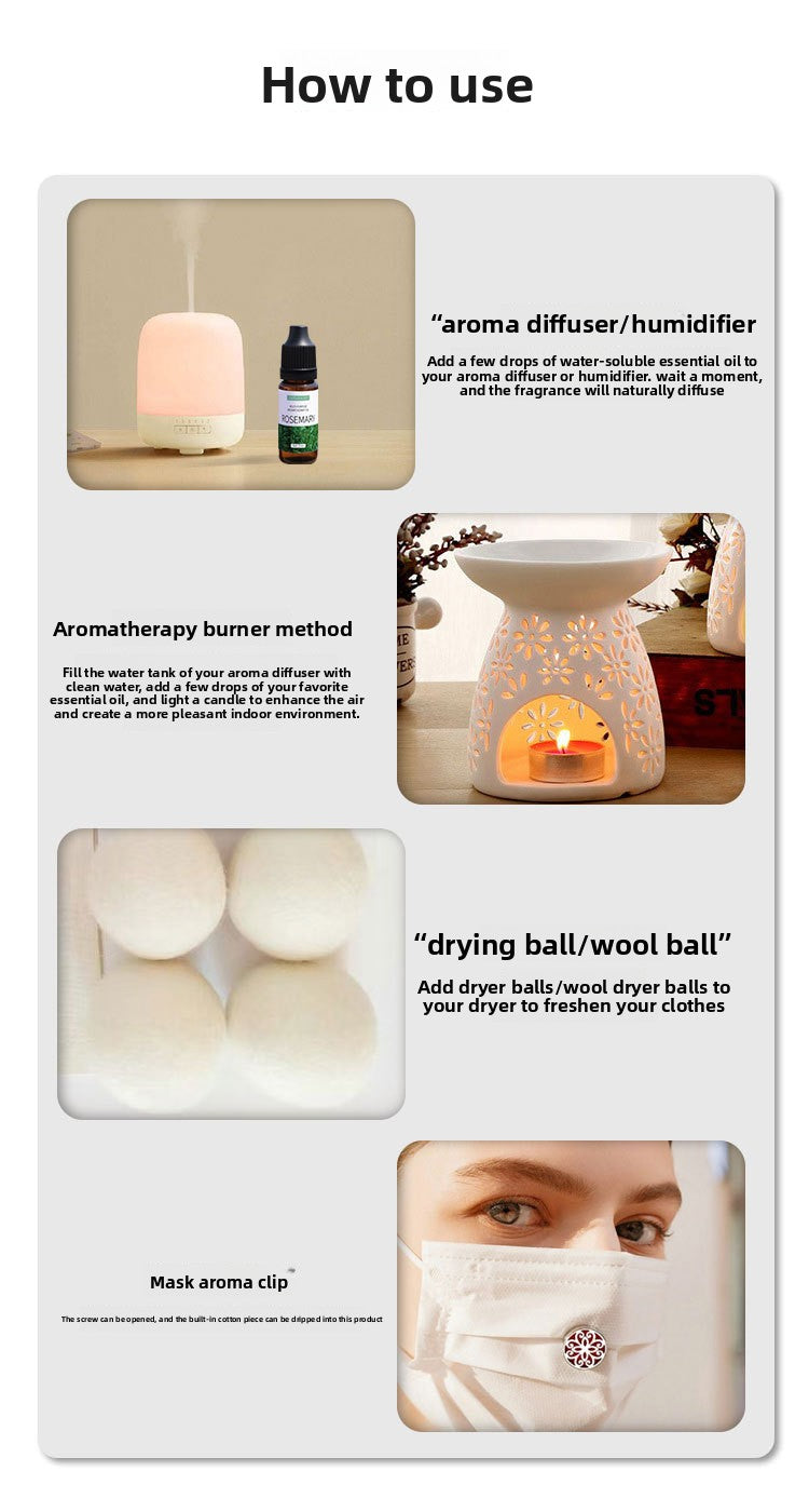 Water Soluble Aromatherapy Essential Oil 10ml x6 Set for Humidifier Diffuser Room Long Lasting Moisturizing Aroma Diffuser
