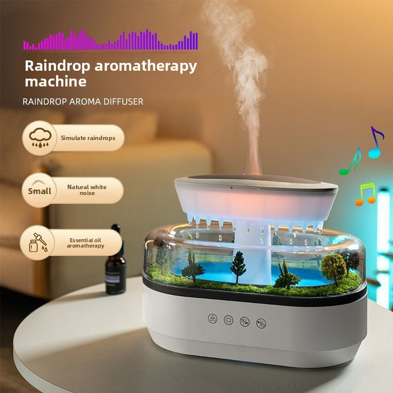 Cross-Border New Micro Landscape Aromatherapy Machine Household Ultrasonic Colorful Gradient Atmosphere Light White Noise Raindrop Fragrance Machine
