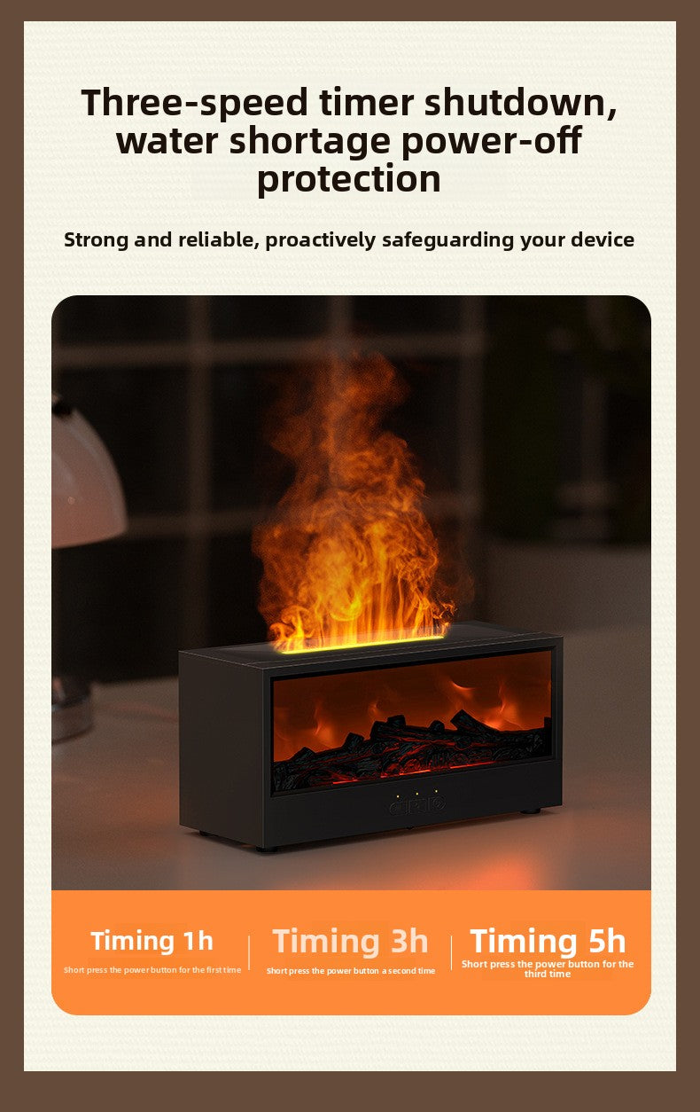 New Retro Fireplace Aromatherapy Machine Colorful Timer Remote Control Simulated 3D Flame Ultrasonic Essential Oil Fragrance Machine