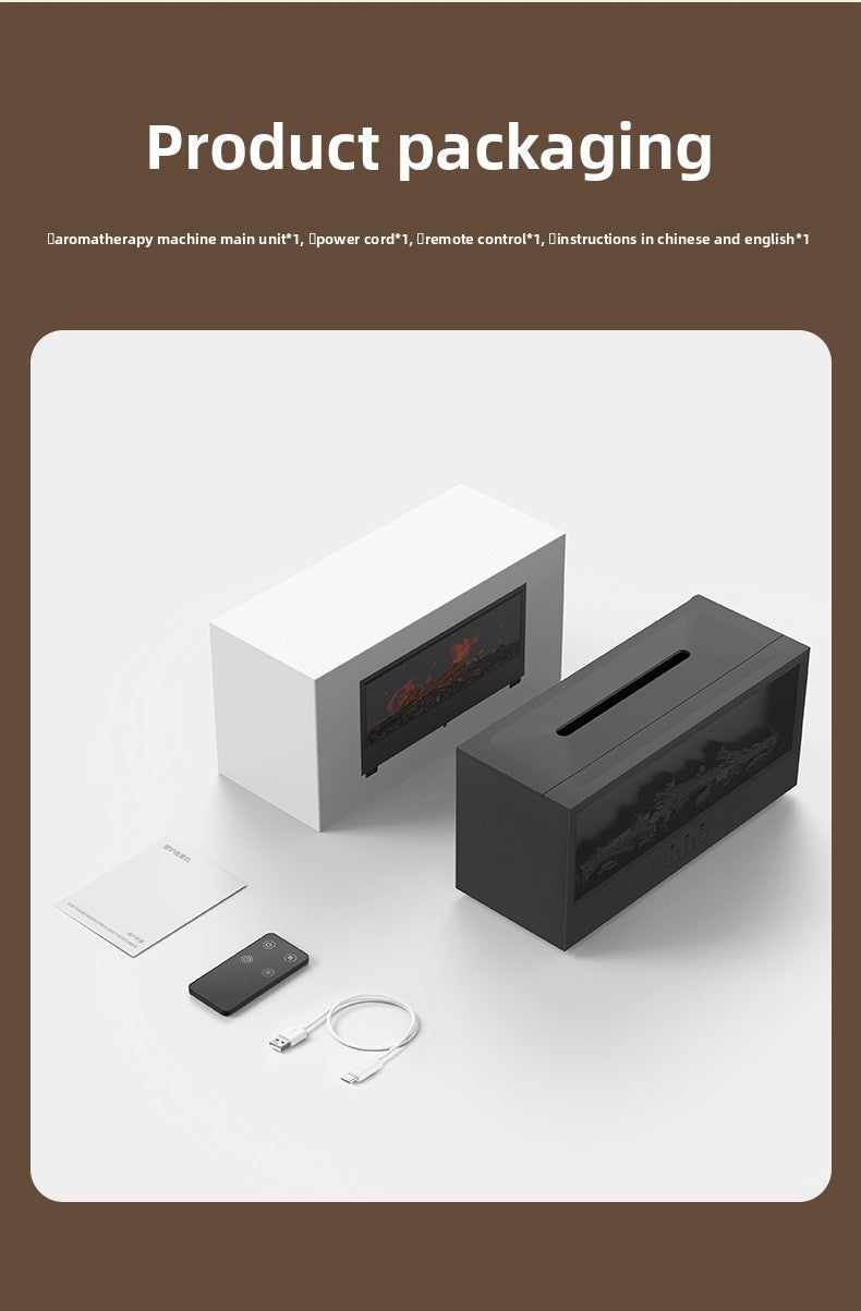 New Retro Fireplace Aromatherapy Machine Colorful Timer Remote Control Simulated 3D Flame Ultrasonic Essential Oil Fragrance Machine