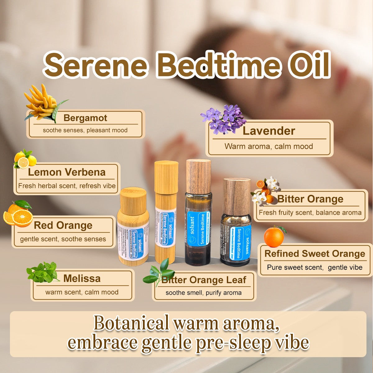 Serene Bedtime Oil - Natural Lavender & Citrus Aromatherapy Blend for Relaxation & Better Sleep