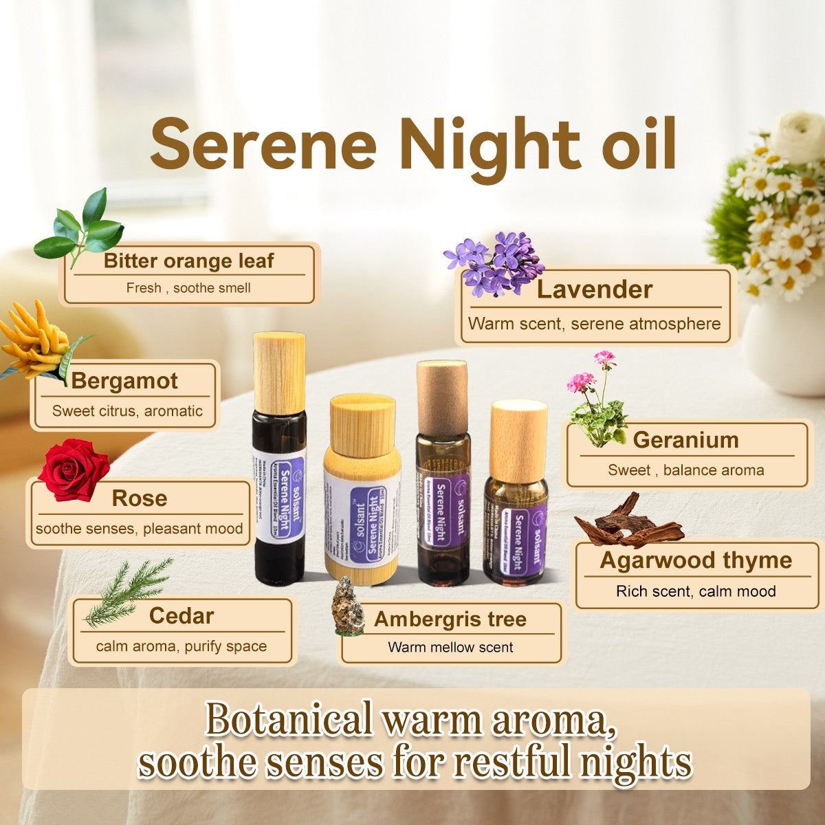 Serene Night Oil - Lavender & Rose Aromatherapy Roll-On for Restful Sleep & Calm Nights