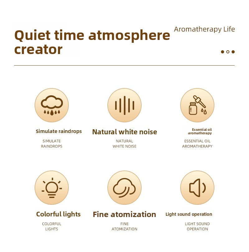 Cross-Border New Micro Landscape Aromatherapy Machine Household Ultrasonic Colorful Gradient Atmosphere Light White Noise Raindrop Fragrance Machine
