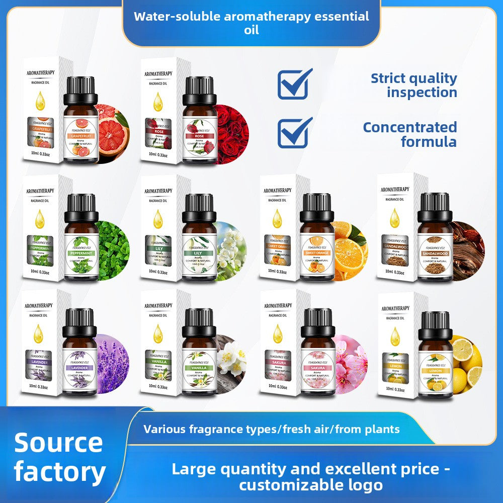 10ml Water-Soluble Aromatherapy Essential Oil for Fresh Fragrance, Humidifier Diffuser, Long-Lasting Scent, Cross-Border Hot Item