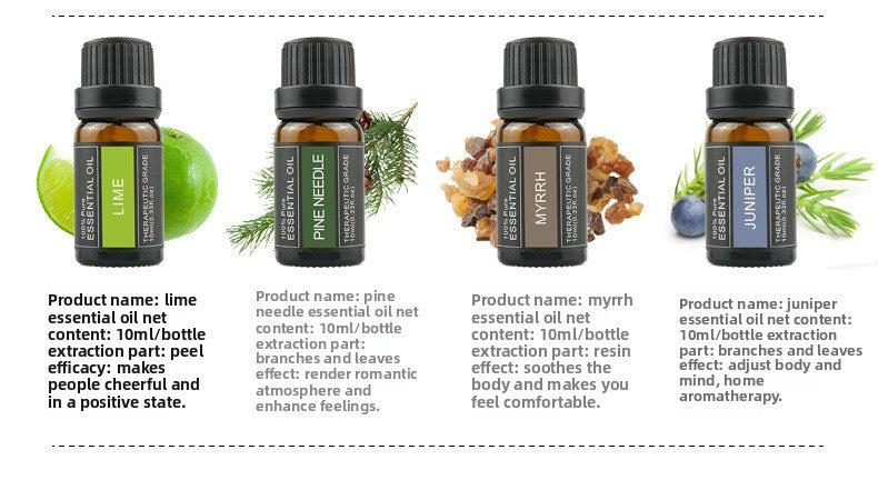 Cross-Border Plant Essential Oil In Stock 10ml Lavender Rose Jasmine Skincare Aromatherapy Massage Oil Essential Oil Sample