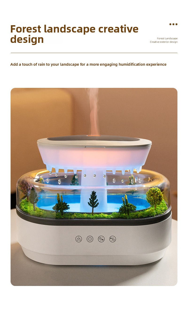 Cross-Border New Micro Landscape Aromatherapy Machine Household Ultrasonic Colorful Gradient Atmosphere Light White Noise Raindrop Fragrance Machine