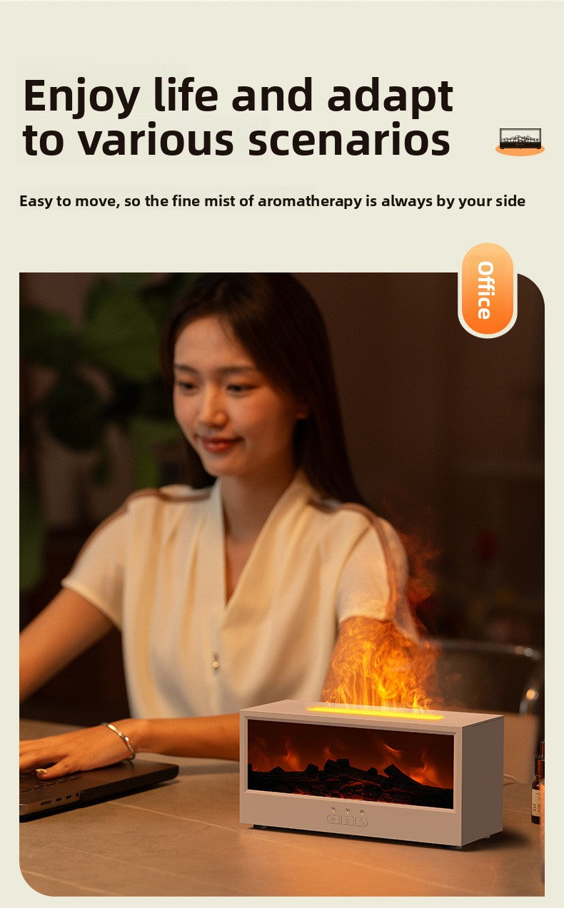 New Retro Fireplace Aromatherapy Machine Colorful Timer Remote Control Simulated 3D Flame Ultrasonic Essential Oil Fragrance Machine