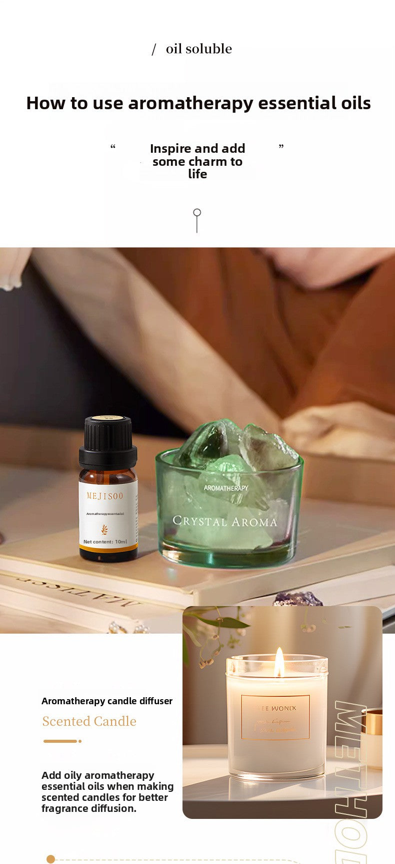 Oil-Soluble Aromatherapy Essential Oil Fresh Air Aromatherapy Candle Diffuser Stone Special Plant Aromatherapy Essential Oil
