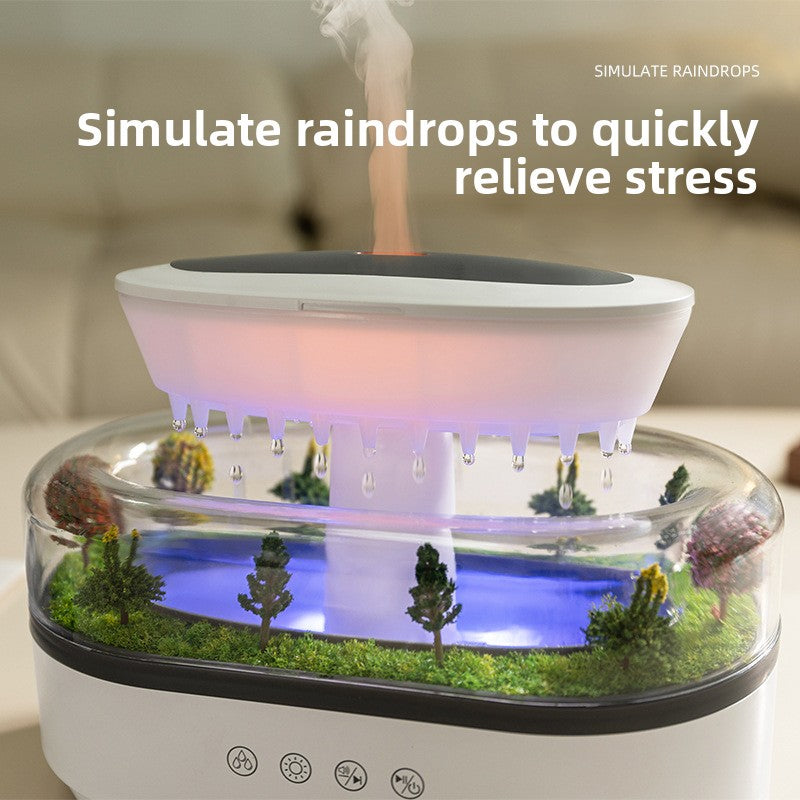 Cross-Border New Micro Landscape Aromatherapy Machine Household Ultrasonic Colorful Gradient Atmosphere Light White Noise Raindrop Fragrance Machine