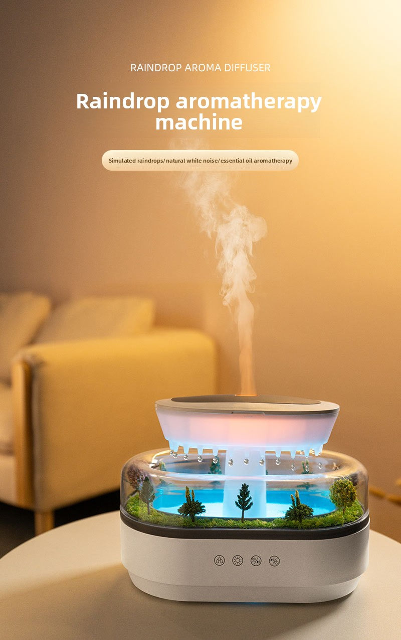 Cross-Border New Micro Landscape Aromatherapy Machine Household Ultrasonic Colorful Gradient Atmosphere Light White Noise Raindrop Fragrance Machine