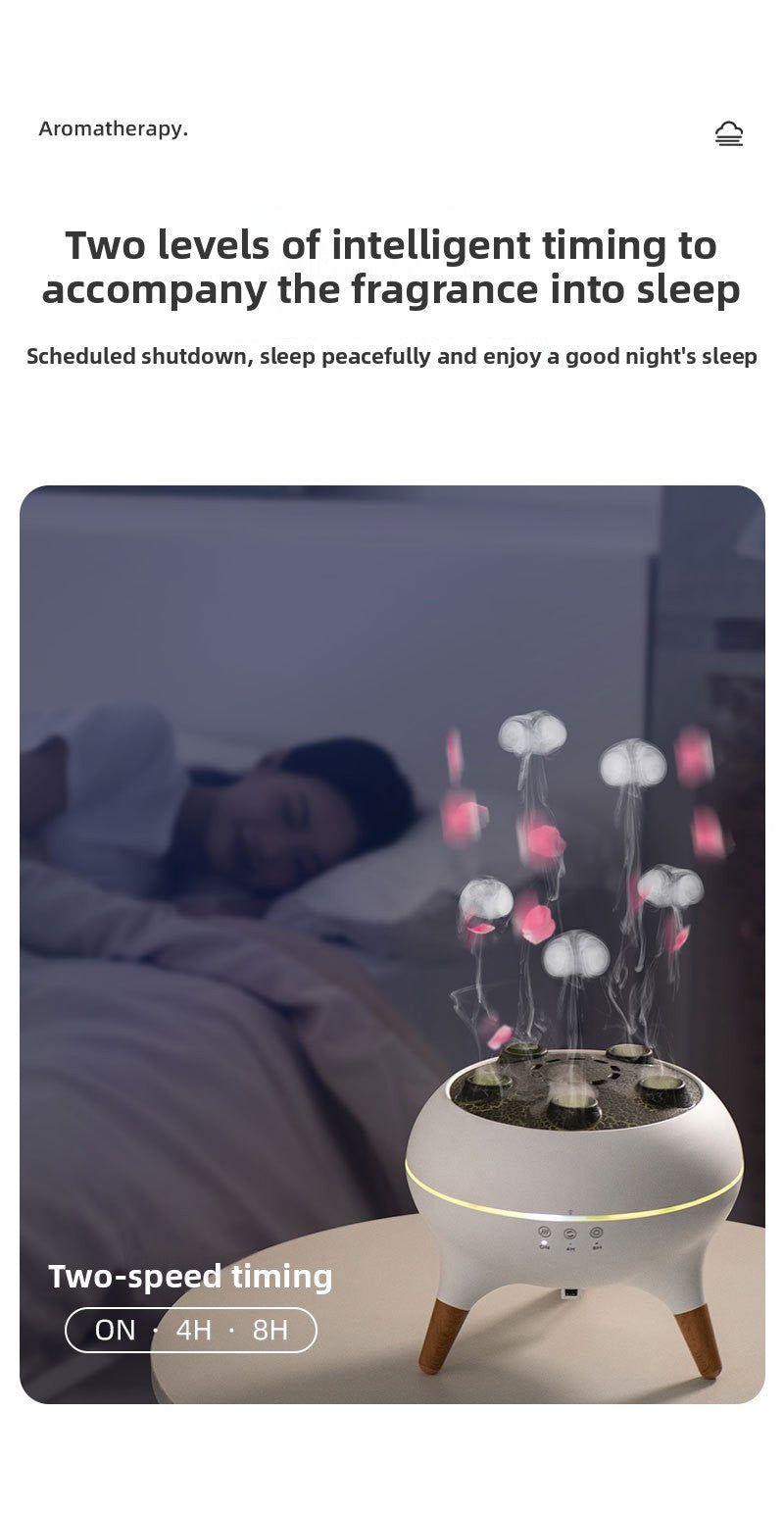 New Multi-Spray Jellyfish Aromatherapy Machine Home Desktop Large Mist Volume Smoke Ring Colorful Flame Fragrance Machine Gift