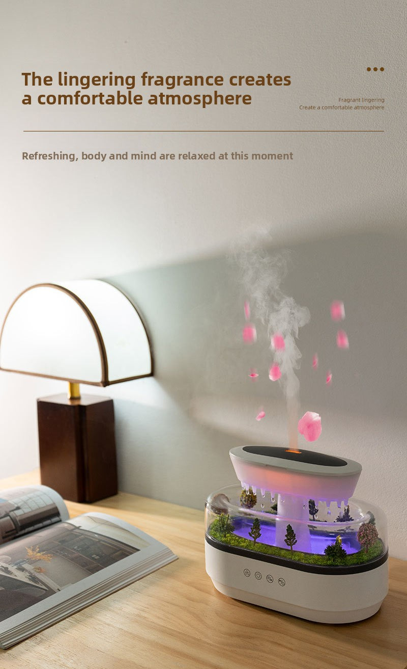 Cross-Border New Micro Landscape Aromatherapy Machine Household Ultrasonic Colorful Gradient Atmosphere Light White Noise Raindrop Fragrance Machine