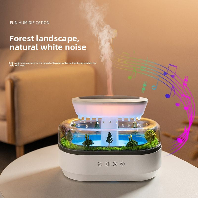 Cross-Border New Micro Landscape Aromatherapy Machine Household Ultrasonic Colorful Gradient Atmosphere Light White Noise Raindrop Fragrance Machine