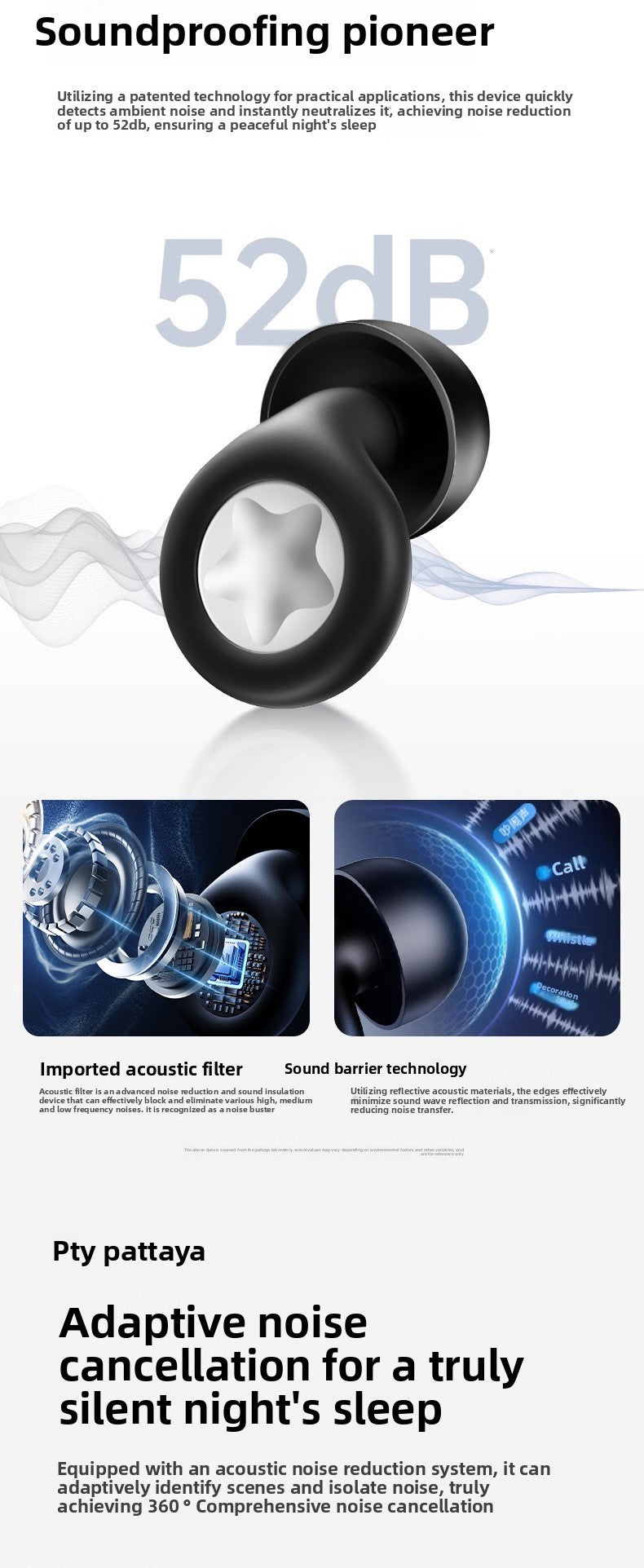 Noise-Cancelling Sleep Earplugs for Sleeping, Super Soundproof, Long-Wear Comfort, Anti-Noise Silicone Earplugs for Small Ear Canals