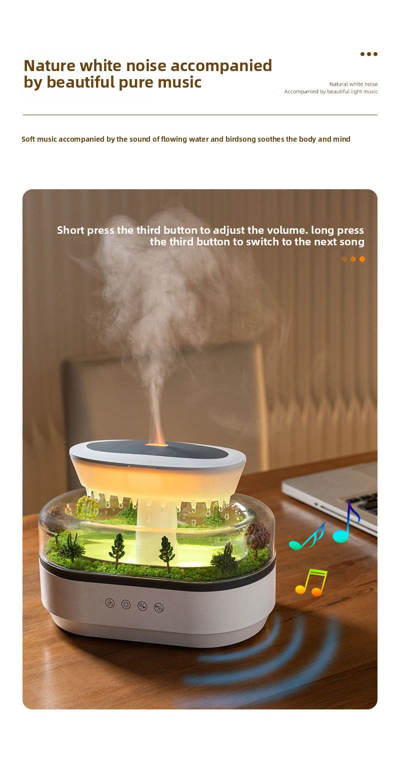 Cross-Border New Micro Landscape Aromatherapy Machine Household Ultrasonic Colorful Gradient Atmosphere Light White Noise Raindrop Fragrance Machine