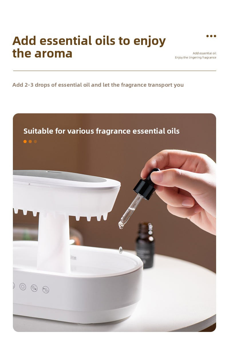 Cross-Border New Micro Landscape Aromatherapy Machine Household Ultrasonic Colorful Gradient Atmosphere Light White Noise Raindrop Fragrance Machine