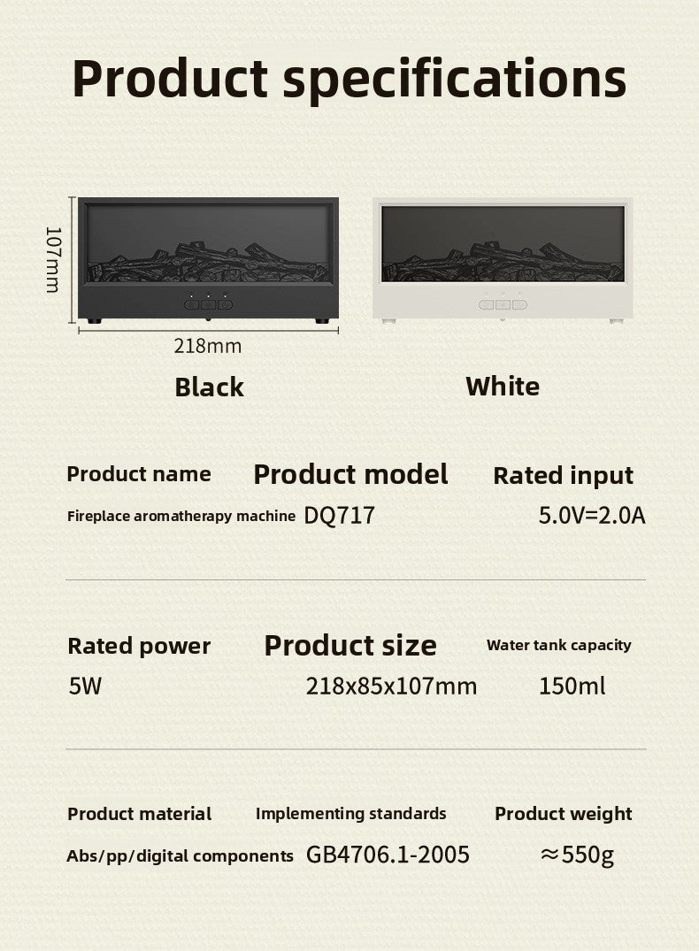 New Retro Fireplace Aromatherapy Machine Colorful Timer Remote Control Simulated 3D Flame Ultrasonic Essential Oil Fragrance Machine