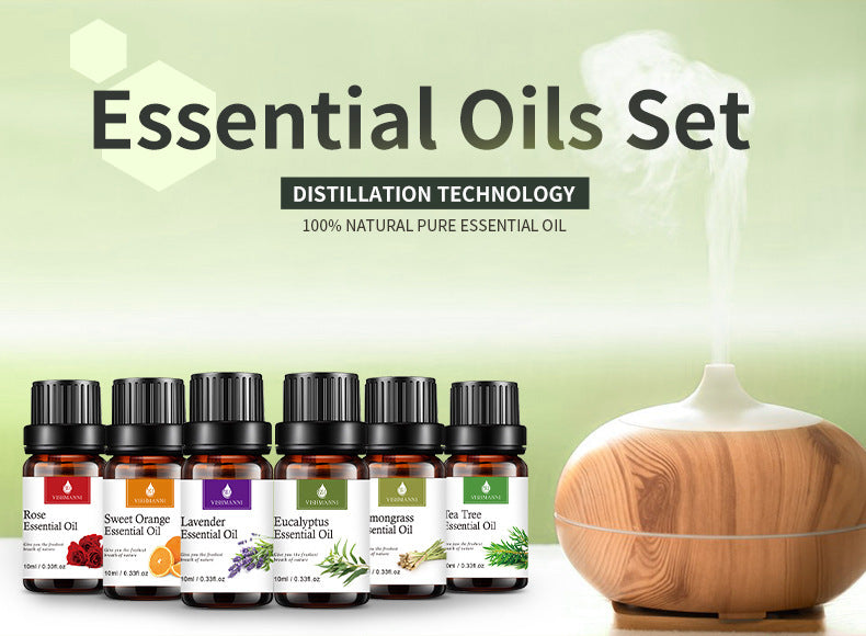 100% Pure Essential Oils Set Aromatherapy for Home Diffuser Natural Plant Extracts Long Lasting Fresh Air Water Soluble Aromatherapy Kit