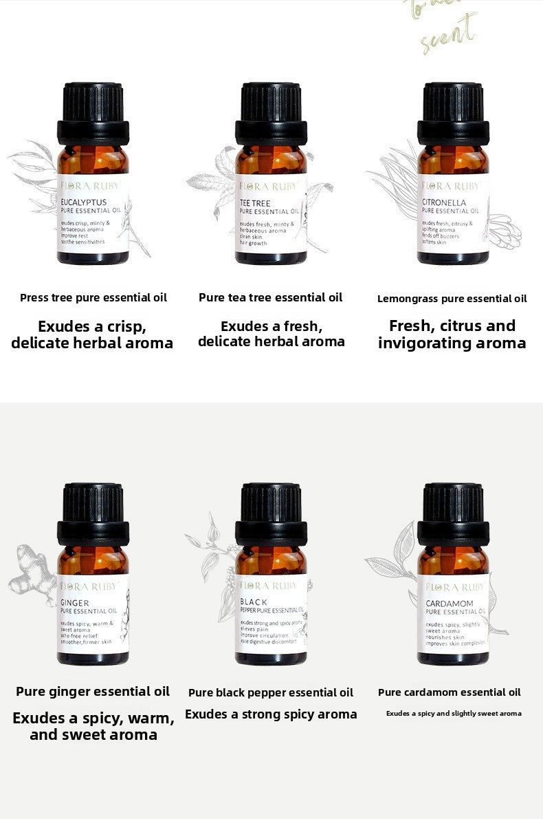Cross-Border Plant Single Aromatherapy Essential Oil 10ml Lavender Rose Lemon Rosemary Bergamot Black Pepper Essential Oil