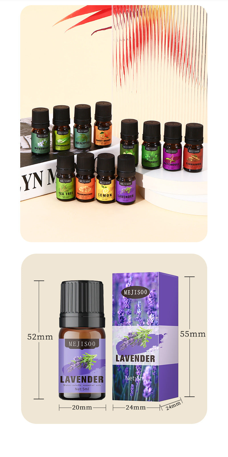 Cross-Border English Water-Soluble Aromatherapy Essential Oil 5ML Plant Essential Oil Suitable for Bedroom Humidifier Diffuser Aromatherapy Essential Oil