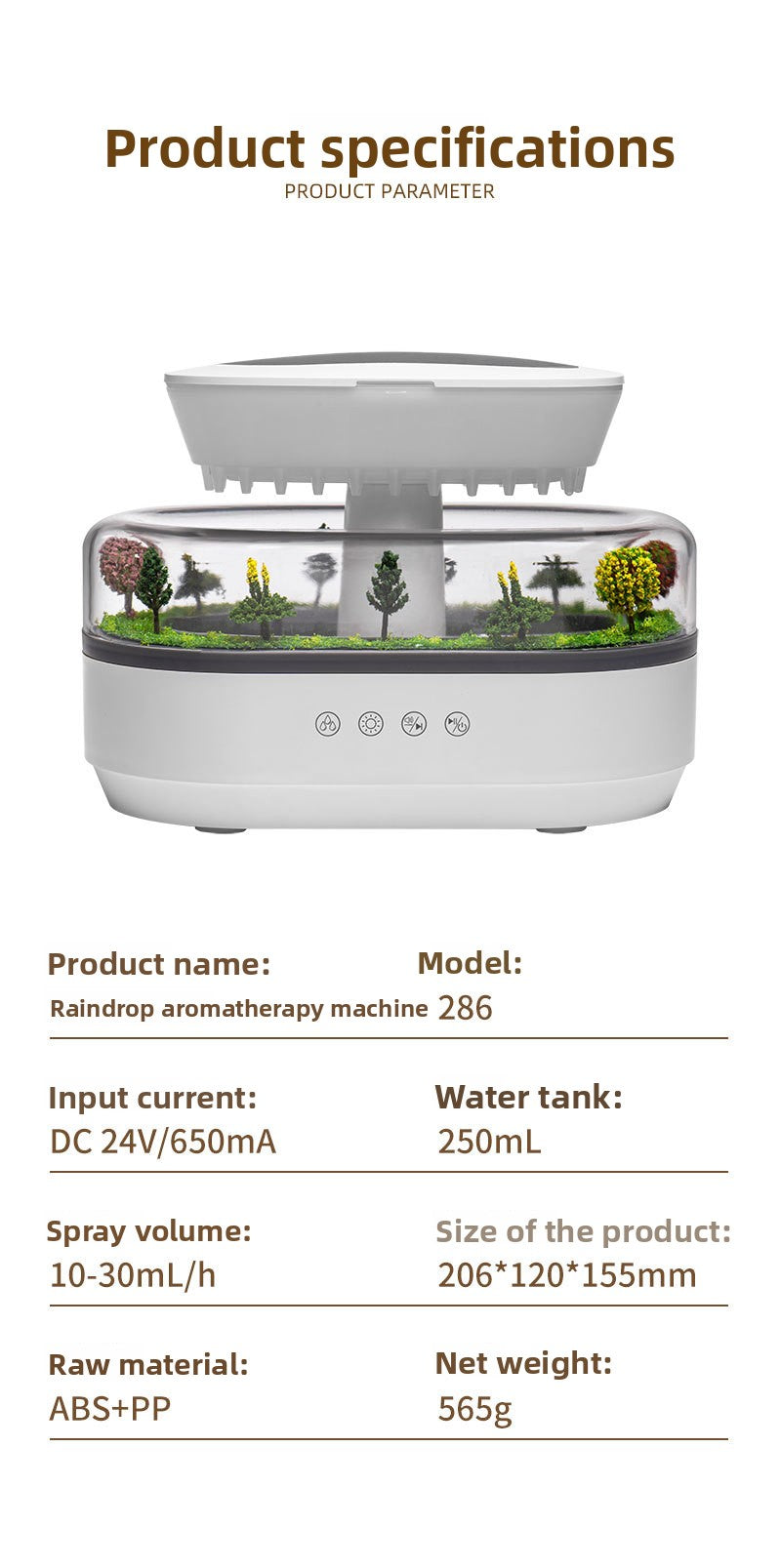 Cross-Border New Micro Landscape Aromatherapy Machine Household Ultrasonic Colorful Gradient Atmosphere Light White Noise Raindrop Fragrance Machine
