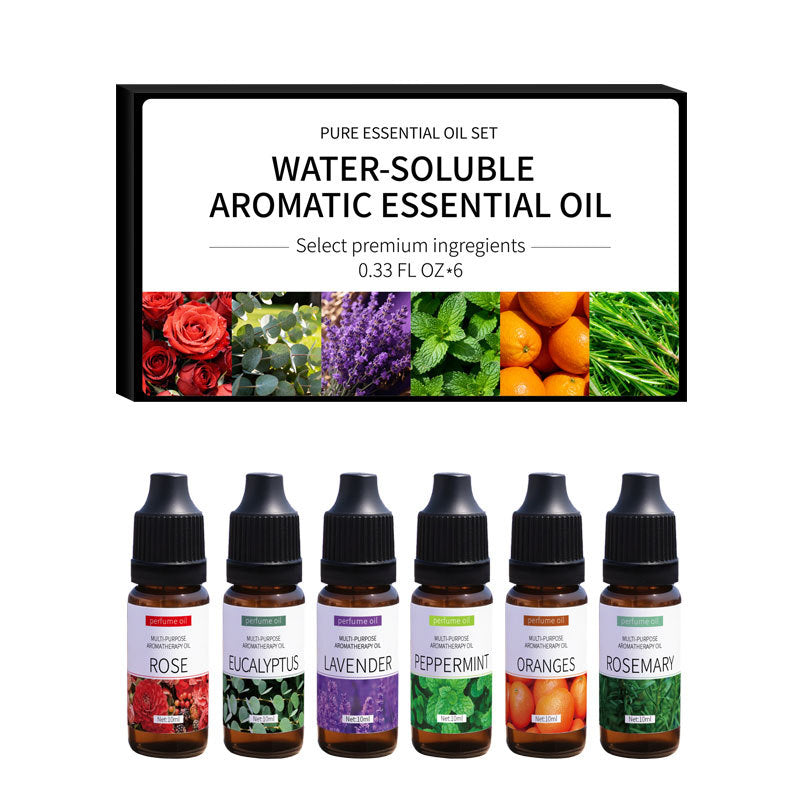 Water Soluble Aromatherapy Essential Oil 10ml x6 Set for Humidifier Diffuser Room Long Lasting Moisturizing Aroma Diffuser