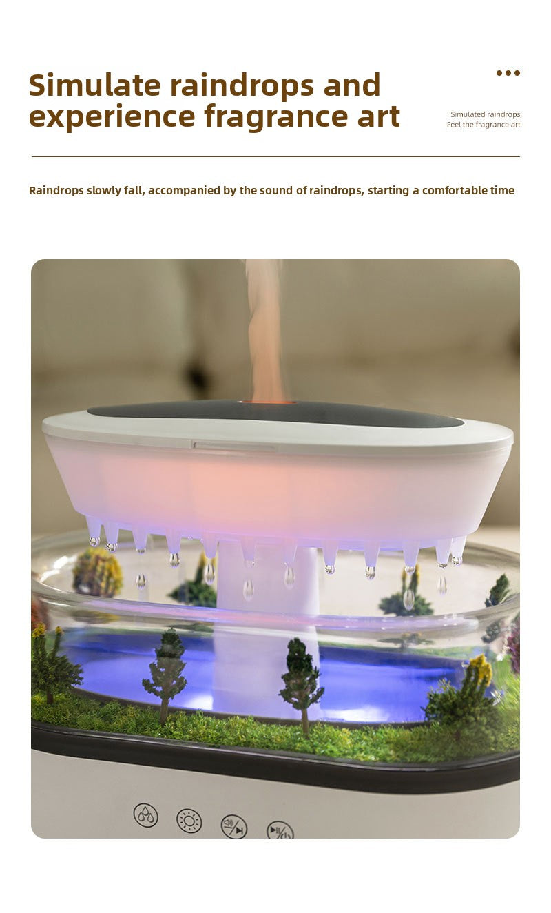 Cross-Border New Micro Landscape Aromatherapy Machine Household Ultrasonic Colorful Gradient Atmosphere Light White Noise Raindrop Fragrance Machine