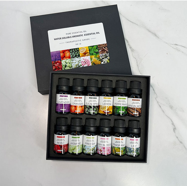10ML *12 Pieces Home Bedroom Car Aromatherapy Water-Soluble Humidifier Aromatherapy Essential Oil Set