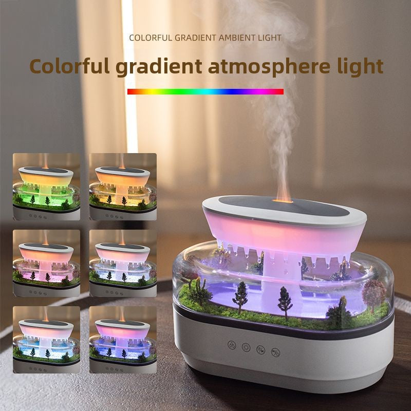 Cross-Border New Micro Landscape Aromatherapy Machine Household Ultrasonic Colorful Gradient Atmosphere Light White Noise Raindrop Fragrance Machine