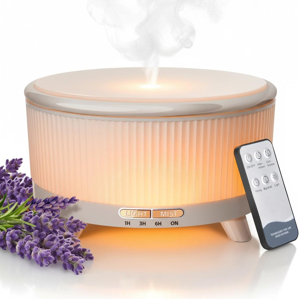 2024 Ultrasonic Large White Aromatherapy Diffuser Wood Grain Household Large Capacity 500ml Humidifier Bedroom Essential Oil Diffuser