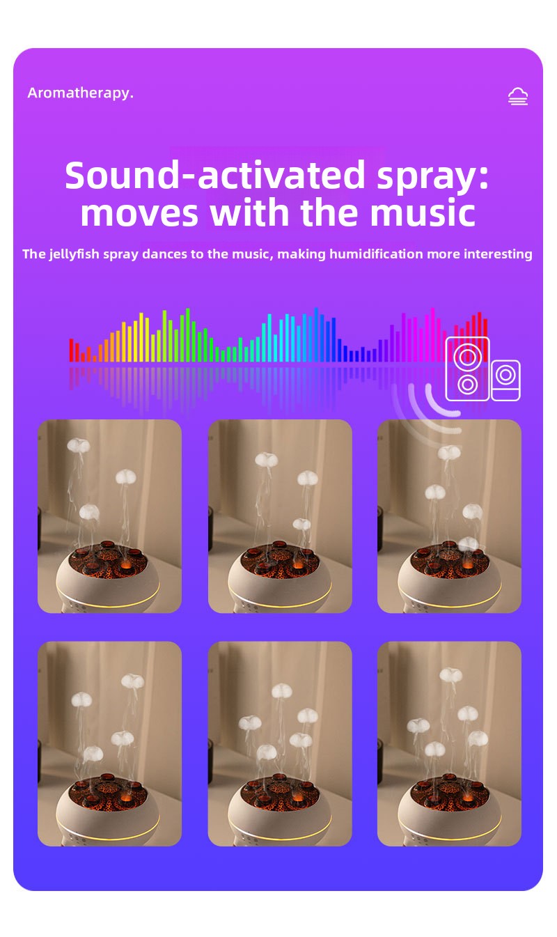 New Multi-Spray Jellyfish Aromatherapy Machine Home Desktop Large Mist Volume Smoke Ring Colorful Flame Fragrance Machine Gift